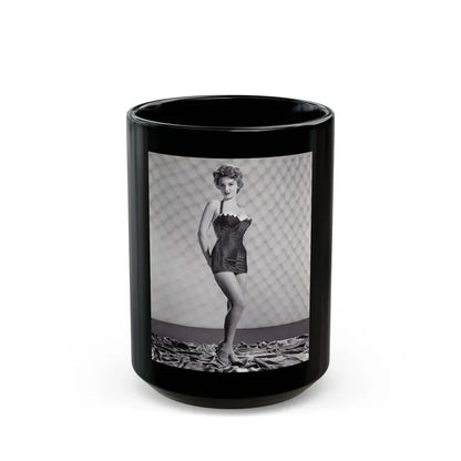 Allison Hayes #18 - B&W Full Body One Piece Swimsuit Cheesecake Pin-Up Photo (Vintage Female Icon) Black Coffee Mug 15oz - Go Mug Yourself