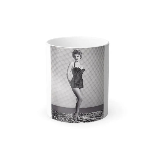 Allison Hayes #18 - B&W Full Body One Piece Swimsuit Cheesecake Pin-Up Photo (Vintage Female Icon) Color Changing Coffee Mug 11oz - Go Mug Yourself