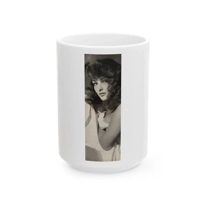 Allison Hayes #180 - 1 B&W Photo from GenT Magazine Oct. '58 Page 59 (Vintage Female Icon) White Coffee Mug 15oz - Go Mug Yourself