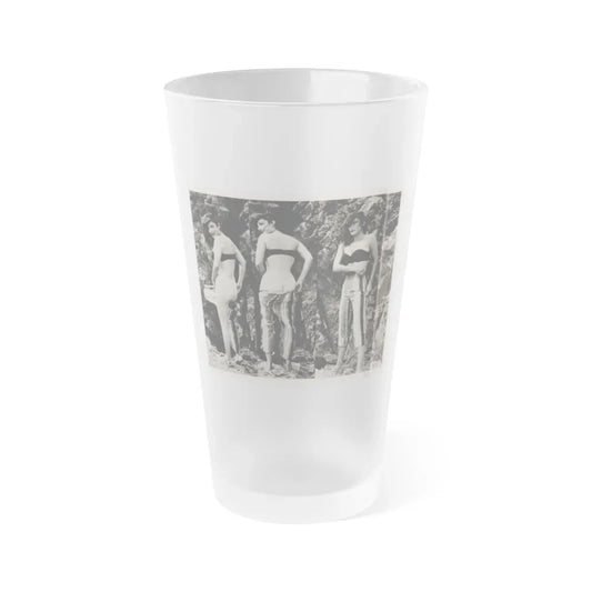 Allison Hayes #180 - 3 B&W Photos 2 have Bare butt from GenT Magazine Oct. '58 Page 58 (Vintage Female Icon) Frosted Pint Glass 16oz 16oz Frosted - Go Mug Yourself
