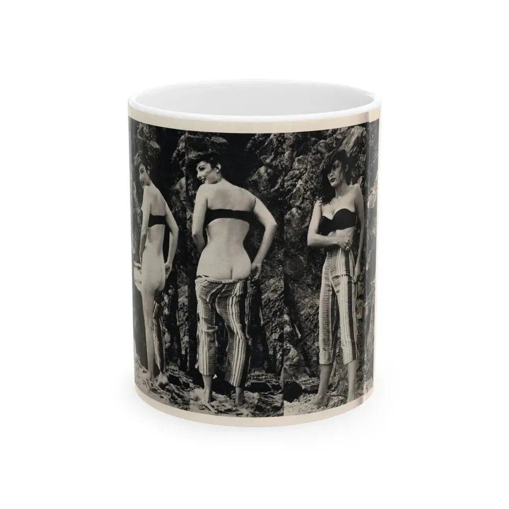 Allison Hayes #180 - 3 B&W Photos 2 have Bare butt from GenT Magazine Oct. '58 Page 58 (Vintage Female Icon) White Coffee Mug 11oz - Go Mug Yourself