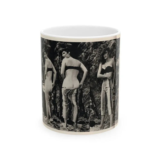 Allison Hayes #180 - 3 B&W Photos 2 have Bare butt from GenT Magazine Oct. '58 Page 58 (Vintage Female Icon) White Coffee Mug 11oz - Go Mug Yourself
