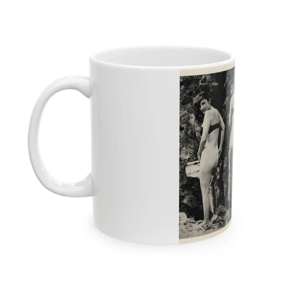 Allison Hayes #180 - 3 B&W Photos 2 have Bare butt from GenT Magazine Oct. '58 Page 58 (Vintage Female Icon) White Coffee Mug - Go Mug Yourself