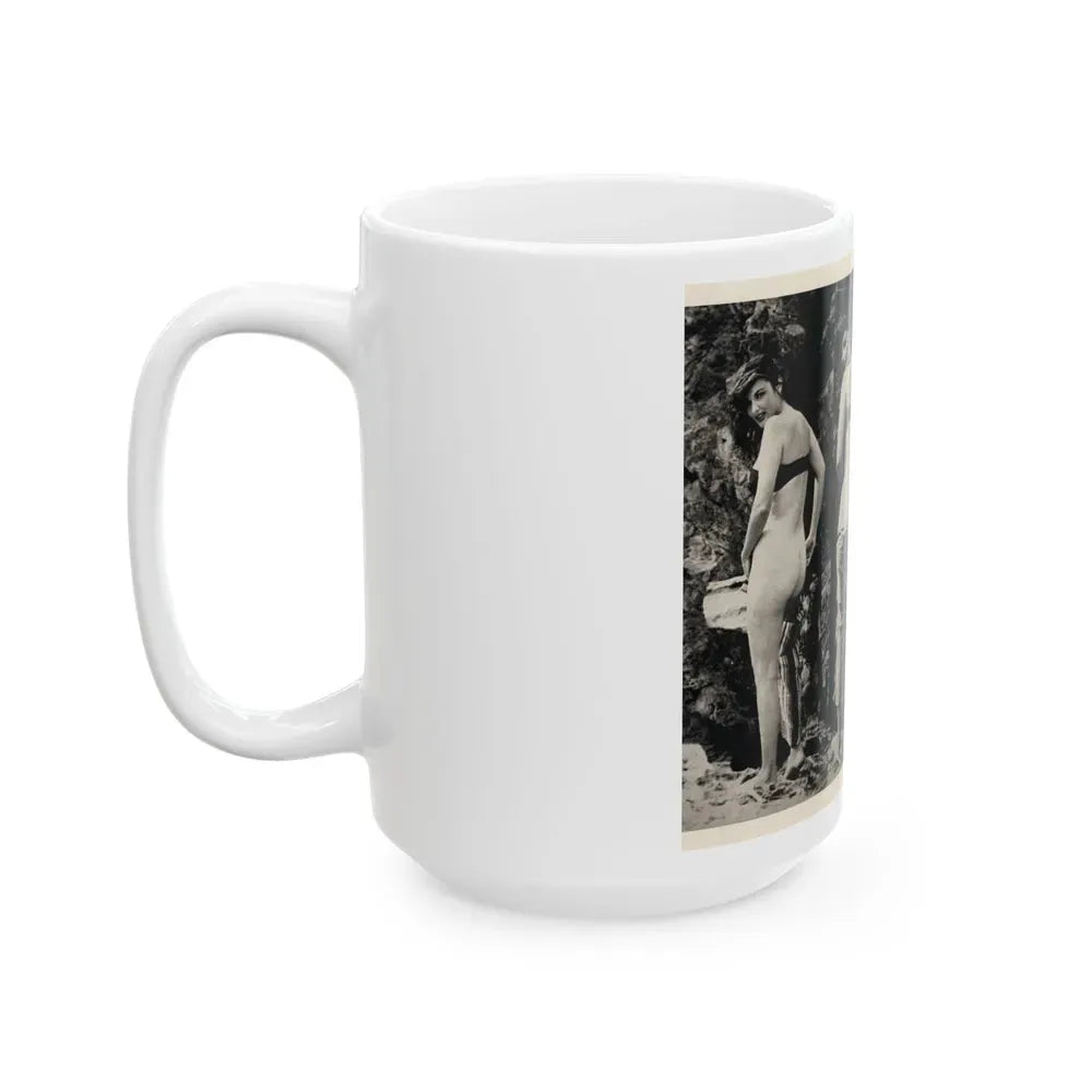 Allison Hayes #180 - 3 B&W Photos 2 have Bare butt from GenT Magazine Oct. '58 Page 58 (Vintage Female Icon) White Coffee Mug - Go Mug Yourself