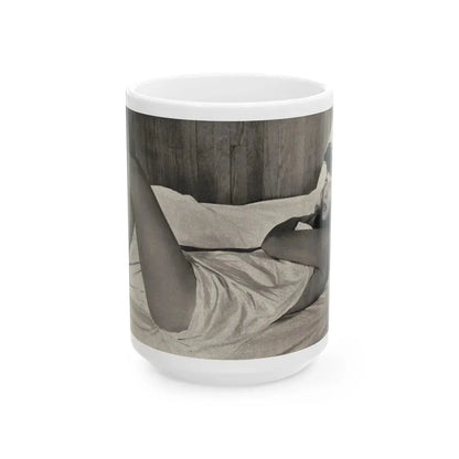 Allison Hayes #181- 1 B&W from GenT Magazine Oct. '58 Page 58 (Vintage Female Icon) White Coffee Mug 15oz - Go Mug Yourself