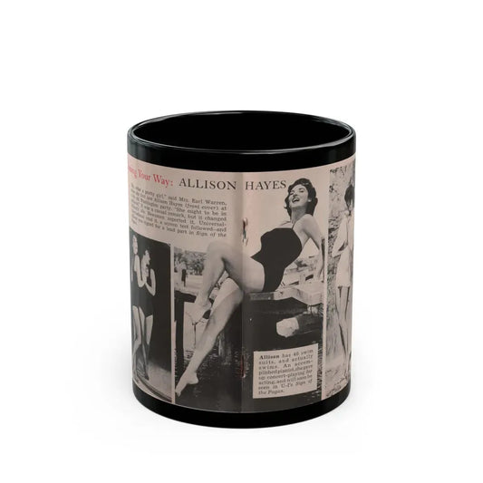 Allison Hayes #185 - Pages 1 & 2 of 2 with, 3 B&W Photos, Short Article & Caption from Tempo Pocket Mag. 10-25-54 (Vintage Female Icon) Black Coffee Mug 11oz - Go Mug Yourself