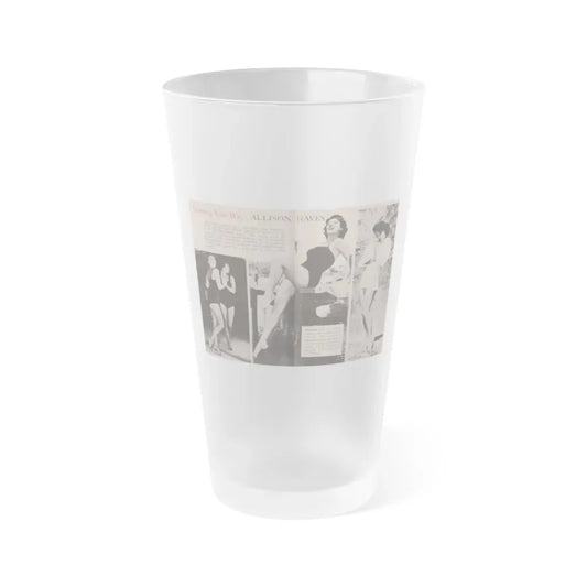 Allison Hayes #185 - Pages 1 & 2 of 2 with, 3 B&W Photos, Short Article & Caption from Tempo Pocket Mag. 10-25-54 (Vintage Female Icon) Frosted Pint Glass 16oz 16oz Frosted - Go Mug Yourself