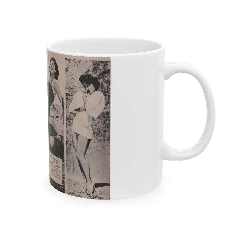 Allison Hayes #185 - Pages 1 & 2 of 2 with, 3 B&W Photos, Short Article & Caption from Tempo Pocket Mag. 10-25-54 (Vintage Female Icon) White Coffee Mug - Go Mug Yourself