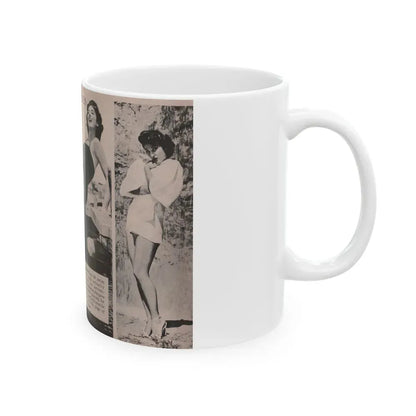 Allison Hayes #185 - Pages 1 & 2 of 2 with, 3 B&W Photos, Short Article & Caption from Tempo Pocket Mag. 10-25-54 (Vintage Female Icon) White Coffee Mug - Go Mug Yourself