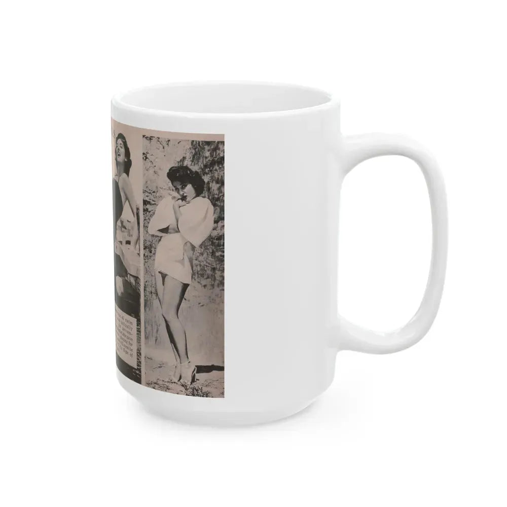 Allison Hayes #185 - Pages 1 & 2 of 2 with, 3 B&W Photos, Short Article & Caption from Tempo Pocket Mag. 10-25-54 (Vintage Female Icon) White Coffee Mug - Go Mug Yourself