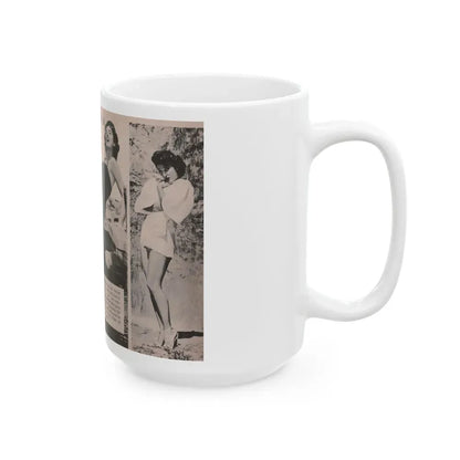 Allison Hayes #185 - Pages 1 & 2 of 2 with, 3 B&W Photos, Short Article & Caption from Tempo Pocket Mag. 10-25-54 (Vintage Female Icon) White Coffee Mug - Go Mug Yourself