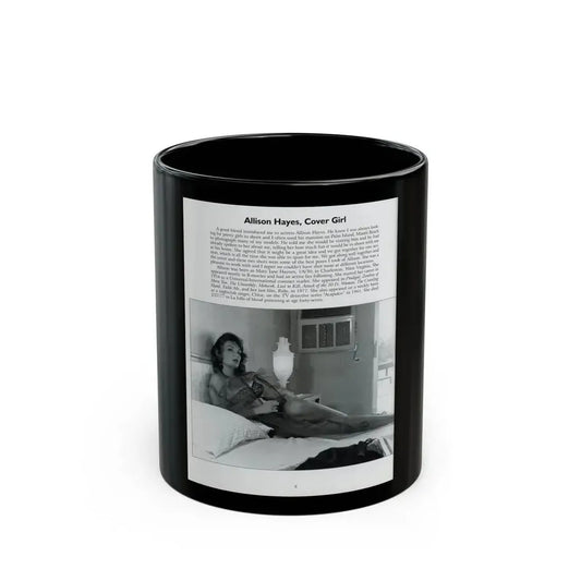 Allison Hayes #206 - Pages 8 with 1 B&W Photo & Article from Femmes Fatales Of The 1950's (Vintage Female Icon) Black Coffee Mug 11oz - Go Mug Yourself