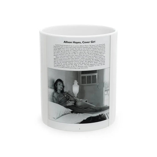 Allison Hayes #206 - Pages 8 with 1 B&W Photo & Article from Femmes Fatales Of The 1950's (Vintage Female Icon) White Coffee Mug 11oz - Go Mug Yourself