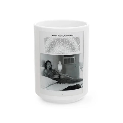 Allison Hayes #206 - Pages 8 with 1 B&W Photo & Article from Femmes Fatales Of The 1950's (Vintage Female Icon) White Coffee Mug 15oz - Go Mug Yourself