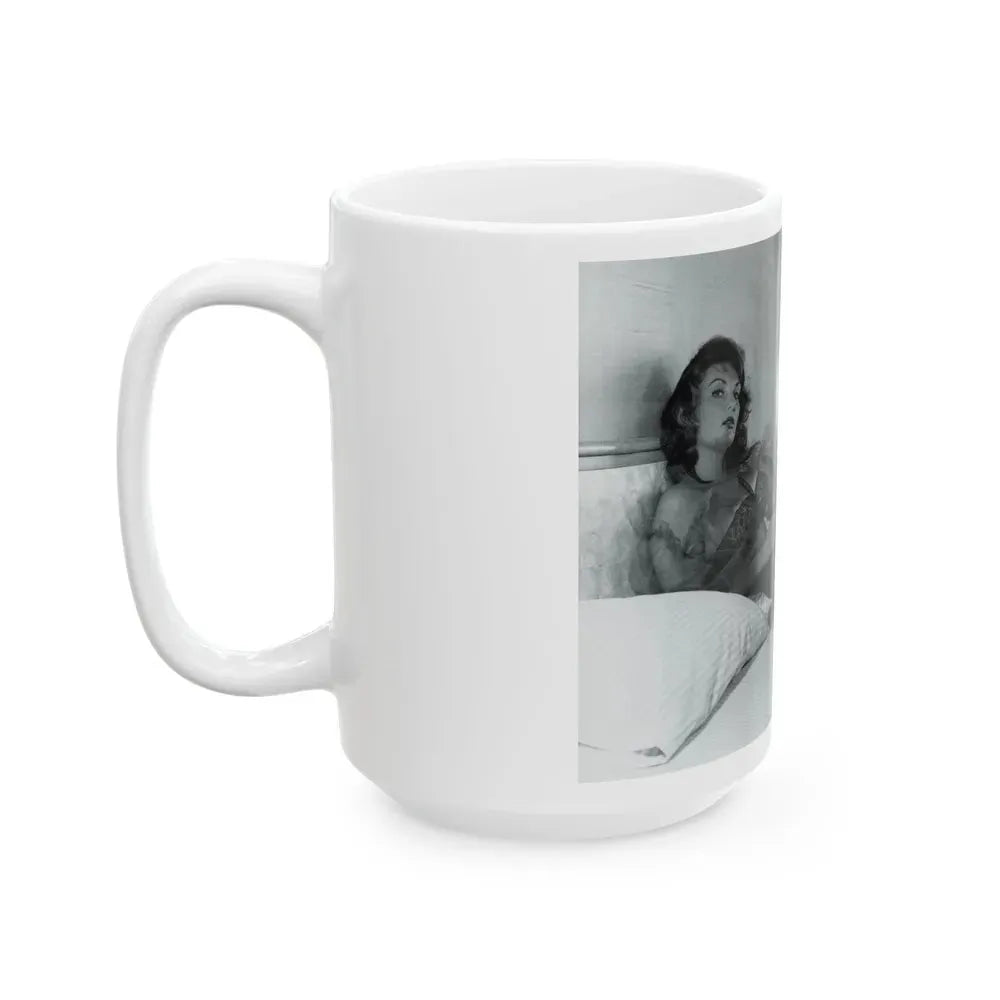 Allison Hayes #206 - Pages 8 with 1 B&W Photo & Article from Femmes Fatales Of The 1950's_1 (Vintage Female Icon) White Coffee Mug - Go Mug Yourself