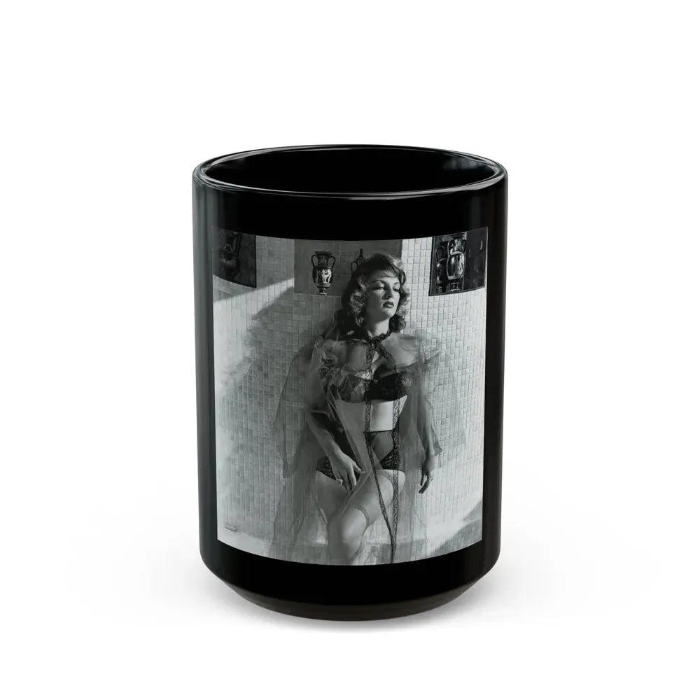 Allison Hayes #207 - Pages 9 with 1 B&W Photo from Femmes Fatales Of The 1950's (Vintage Female Icon) Black Coffee Mug 15oz - Go Mug Yourself
