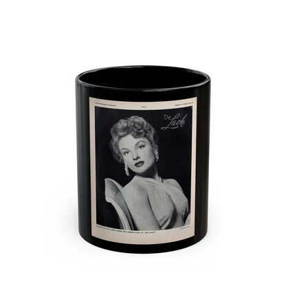 Allison Hayes #220 - 1 Full Large B&W Glamour Portrait on Page from DE LACH Dutch Film Star Mag. 2-17-56 (Vintage Female Icon) Black Coffee Mug 11oz - Go Mug Yourself