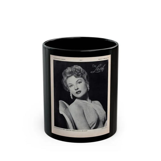 Allison Hayes #220 - 1 Full Large B&W Glamour Portrait on Page from DE LACH Dutch Film Star Mag. 2-17-56 (Vintage Female Icon) Black Coffee Mug 11oz - Go Mug Yourself