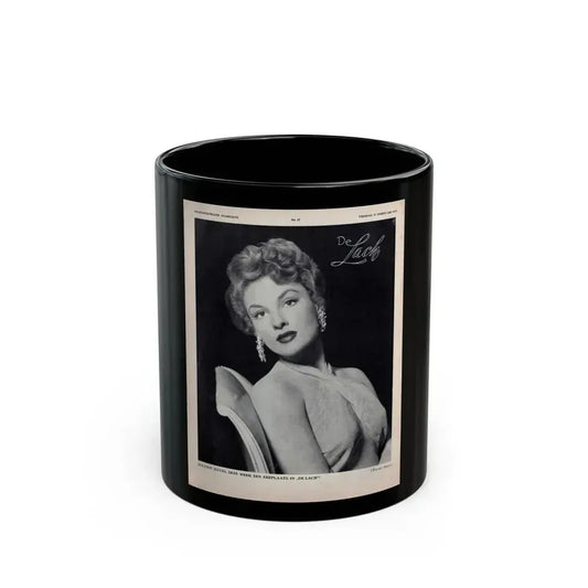 Allison Hayes #220 - 1 Full Large B&W Glamour Portrait on Page from DE LACH Dutch Film Star Mag. 2-17-56 (Vintage Female Icon) Black Coffee Mug 11oz - Go Mug Yourself