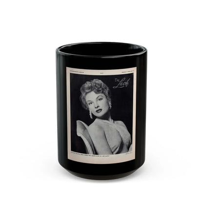 Allison Hayes #220 - 1 Full Large B&W Glamour Portrait on Page from DE LACH Dutch Film Star Mag. 2-17-56 (Vintage Female Icon) Black Coffee Mug 15oz - Go Mug Yourself