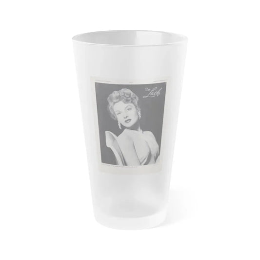 Allison Hayes #220 - 1 Full Large B&W Glamour Portrait on Page from DE LACH Dutch Film Star Mag. 2-17-56 (Vintage Female Icon) Frosted Pint Glass 16oz 16oz Frosted - Go Mug Yourself