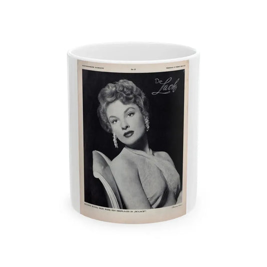 Allison Hayes #220 - 1 Full Large B&W Glamour Portrait on Page from DE LACH Dutch Film Star Mag. 2-17-56 (Vintage Female Icon) White Coffee Mug 11oz - Go Mug Yourself