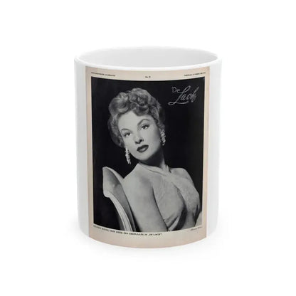Allison Hayes #220 - 1 Full Large B&W Glamour Portrait on Page from DE LACH Dutch Film Star Mag. 2-17-56 (Vintage Female Icon) White Coffee Mug 11oz - Go Mug Yourself