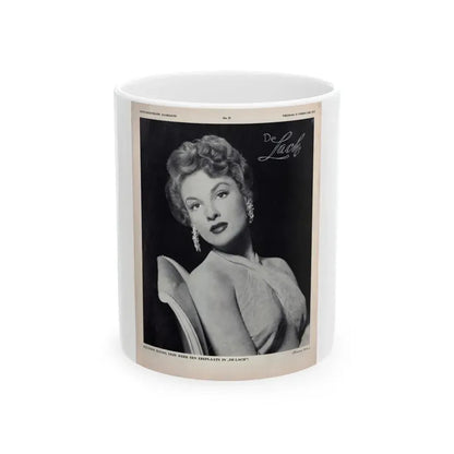 Allison Hayes #220 - 1 Full Large B&W Glamour Portrait on Page from DE LACH Dutch Film Star Mag. 2-17-56 (Vintage Female Icon) White Coffee Mug - Go Mug Yourself