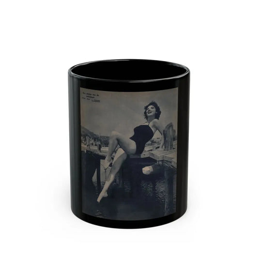 Allison Hayes #221 - 1 Full Page B&W Cheesecake Pin-Up Photo from Piccolo Dutch Movie Star Mag. 12-19-54 (Vintage Female Icon) Black Coffee Mug 11oz - Go Mug Yourself