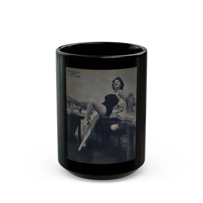 Allison Hayes #221 - 1 Full Page B&W Cheesecake Pin-Up Photo from Piccolo Dutch Movie Star Mag. 12-19-54 (Vintage Female Icon) Black Coffee Mug 15oz - Go Mug Yourself