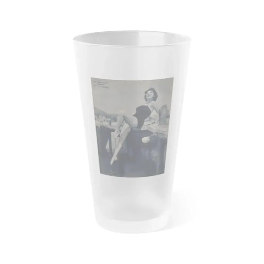 Allison Hayes #221 - 1 Full Page B&W Cheesecake Pin-Up Photo from Piccolo Dutch Movie Star Mag. 12-19-54 (Vintage Female Icon) Frosted Pint Glass 16oz 16oz Frosted - Go Mug Yourself