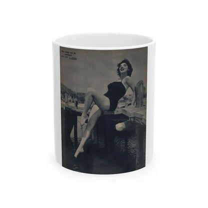 Allison Hayes #221 - 1 Full Page B&W Cheesecake Pin-Up Photo from Piccolo Dutch Movie Star Mag. 12-19-54 (Vintage Female Icon) White Coffee Mug 11oz - Go Mug Yourself