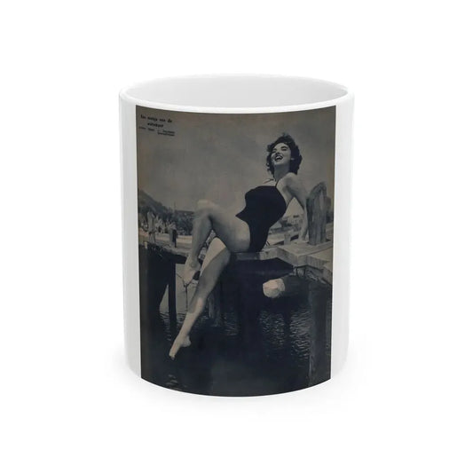 Allison Hayes #221 - 1 Full Page B&W Cheesecake Pin-Up Photo from Piccolo Dutch Movie Star Mag. 12-19-54 (Vintage Female Icon) White Coffee Mug 11oz - Go Mug Yourself