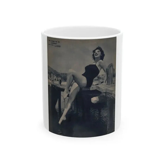 Allison Hayes #221 - 1 Full Page B&W Cheesecake Pin-Up Photo from Piccolo Dutch Movie Star Mag. 12-19-54 (Vintage Female Icon) White Coffee Mug 11oz - Go Mug Yourself