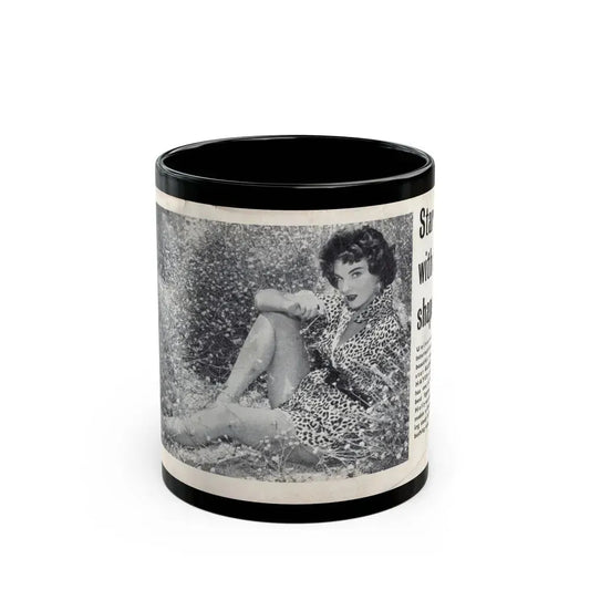 Allison Hayes #225 - [Pages  & ] Pages 1 & 2 of 2 with, Allison 1 Full Body B&W Glamour Photo from SPOT ON April '54 Pocket Magazine (Vintage Female Icon) Black Coffee Mug 11oz - Go Mug Yourself