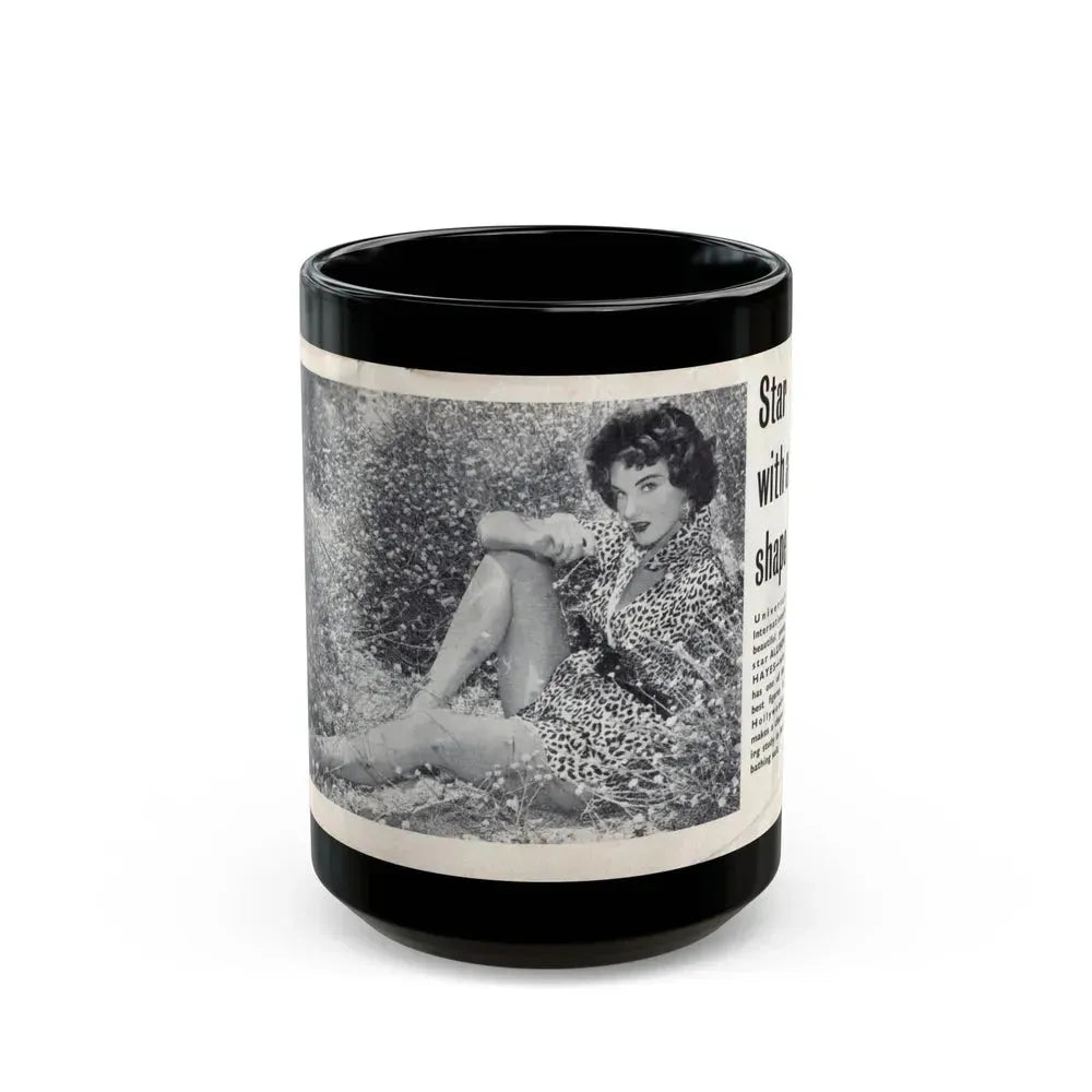 Allison Hayes #225 - [Pages  & ] Pages 1 & 2 of 2 with, Allison 1 Full Body B&W Glamour Photo from SPOT ON April '54 Pocket Magazine (Vintage Female Icon) Black Coffee Mug 15oz - Go Mug Yourself