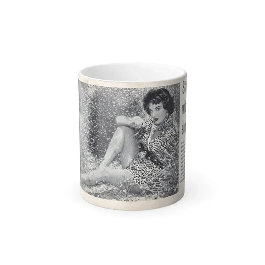 Allison Hayes #225 - [Pages & ] Pages 1 & 2 of 2 with, Allison 1 Full Body B&W Glamour Photo from SPOT ON April '54 Pocket Magazine (Vintage Female Icon) Color Changing Coffee Mug 11oz - Go Mug Yourself