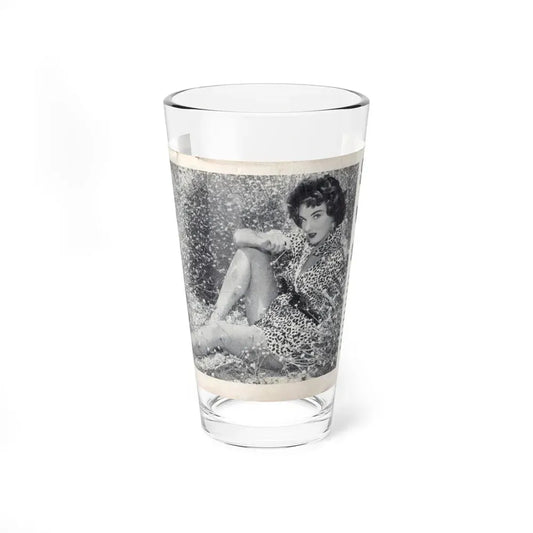 Allison Hayes #225 - Pages  &  Pages 1 & 2 of 2 with, Allison 1 Full Body B&W Glamour Photo from SPOT ON April '54 Pocket Magazine (Vintage Female Icon) Pint Glass 16oz 16oz - Go Mug Yourself
