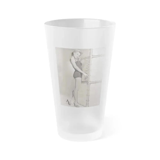 Allison Hayes #238 - 8x10 B&W Full Body Cheesecake Photo (Vintage Female Icon) Frosted Pint Glass 16oz 16oz Frosted - Go Mug Yourself
