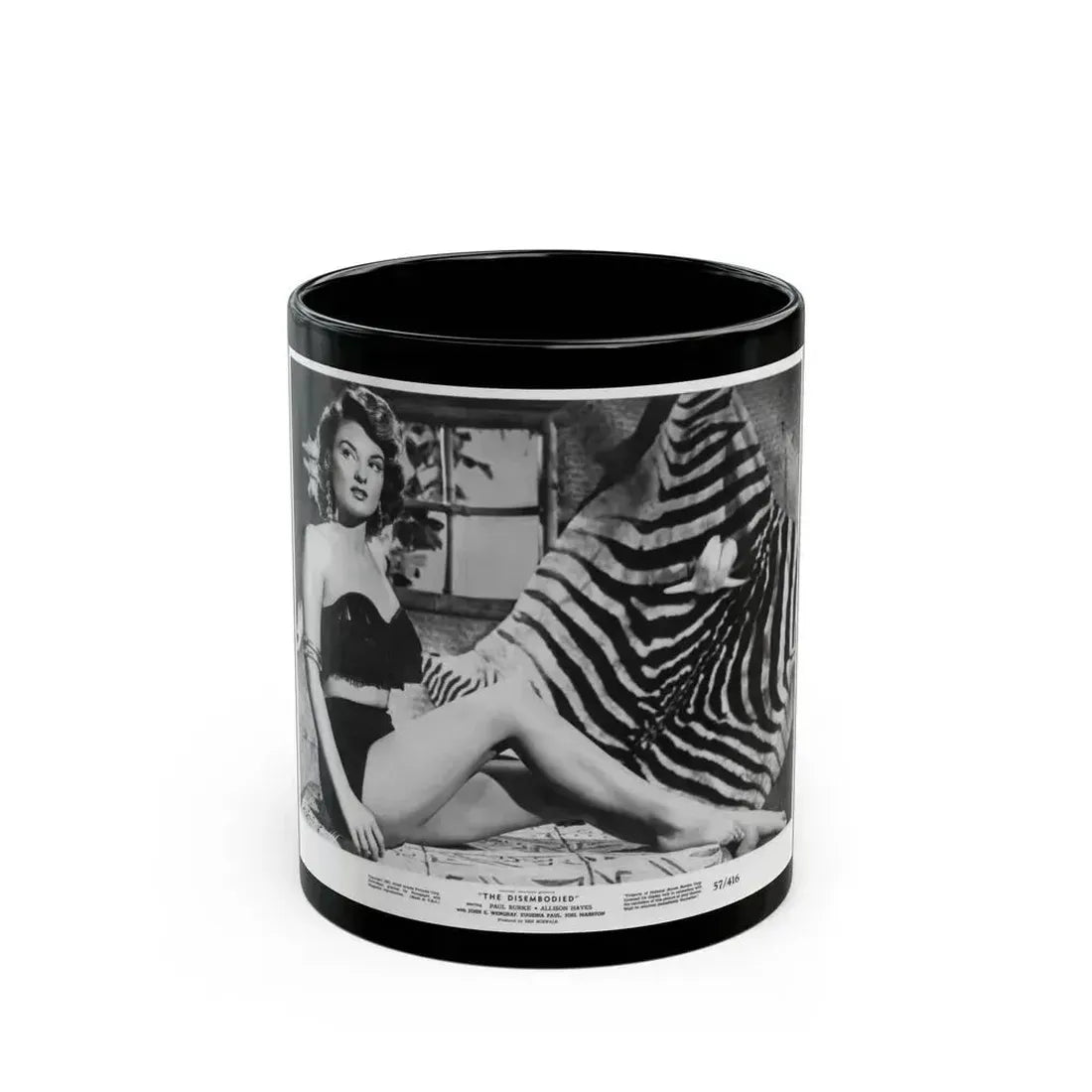 Allison Hayes #31 - Full Body B&W 8x10 HQ Photo Re-Print for ''The Disembodied' '57 Cheesecake Pin-Up Promo Pic (Vintage Female Icon) Black Coffee Mug 11oz - Go Mug Yourself