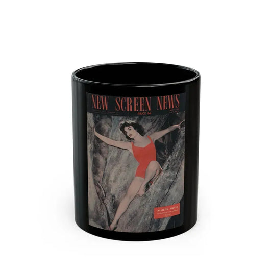 Allison Hayes #77 - Allison on Cover in color on Screen News Magazine 5-6-55 (Vintage Female Icon) Black Coffee Mug 11oz - Go Mug Yourself