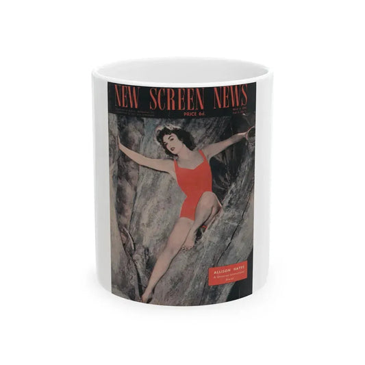 Allison Hayes #77 - Allison on Cover in color on Screen News Magazine 5-6-55 (Vintage Female Icon) White Coffee Mug 11oz - Go Mug Yourself