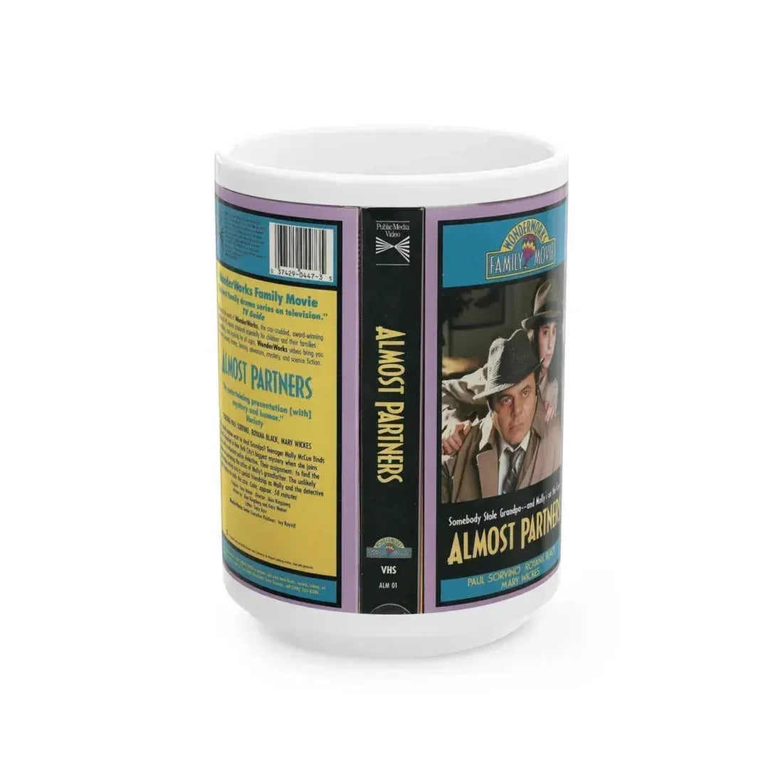ALMOST PARTNERS WONDERWORKS FAMILY MOVIE (VHS COVER) - White Coffee Mug 15oz - Go Mug Yourself