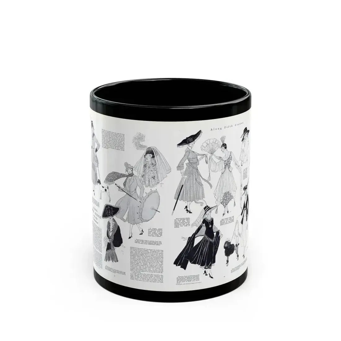 Along Fifth-Avenue, Harper's Bazaar, August 1916 - Black Coffee Mug 11oz - Go Mug Yourself
