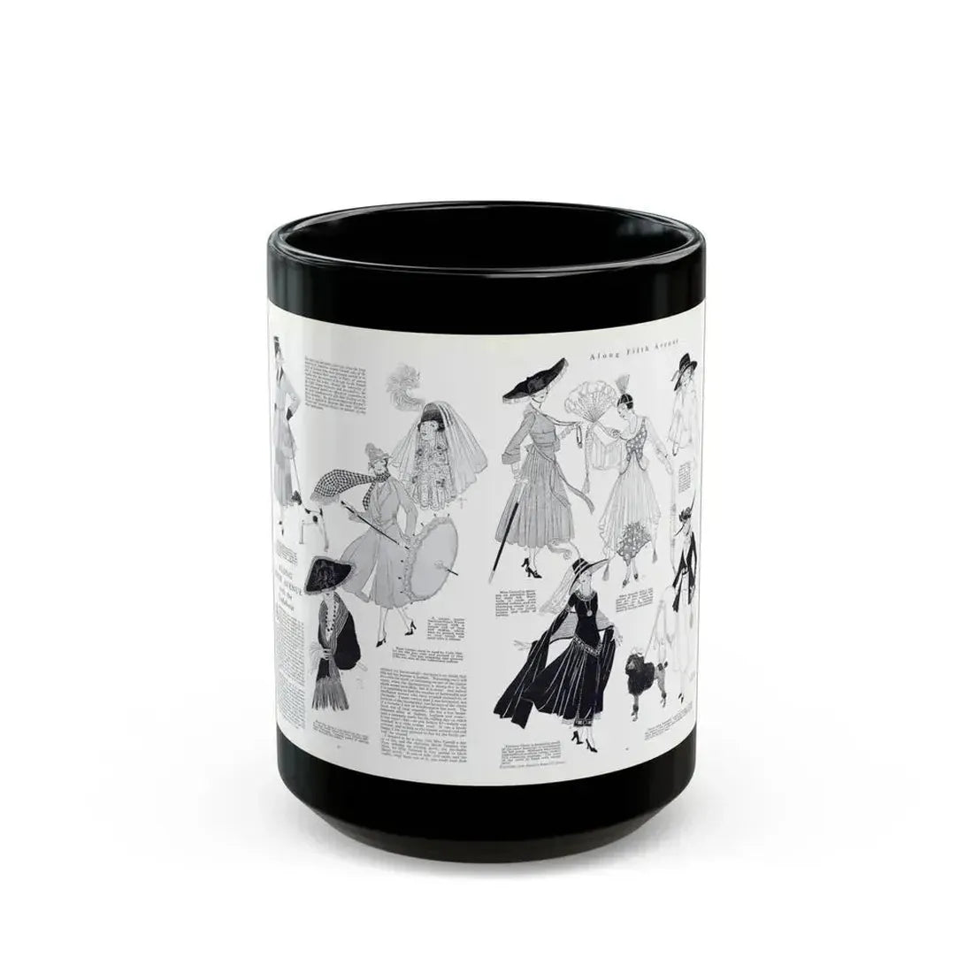 Along Fifth-Avenue, Harper's Bazaar, August 1916 - Black Coffee Mug 15oz - Go Mug Yourself