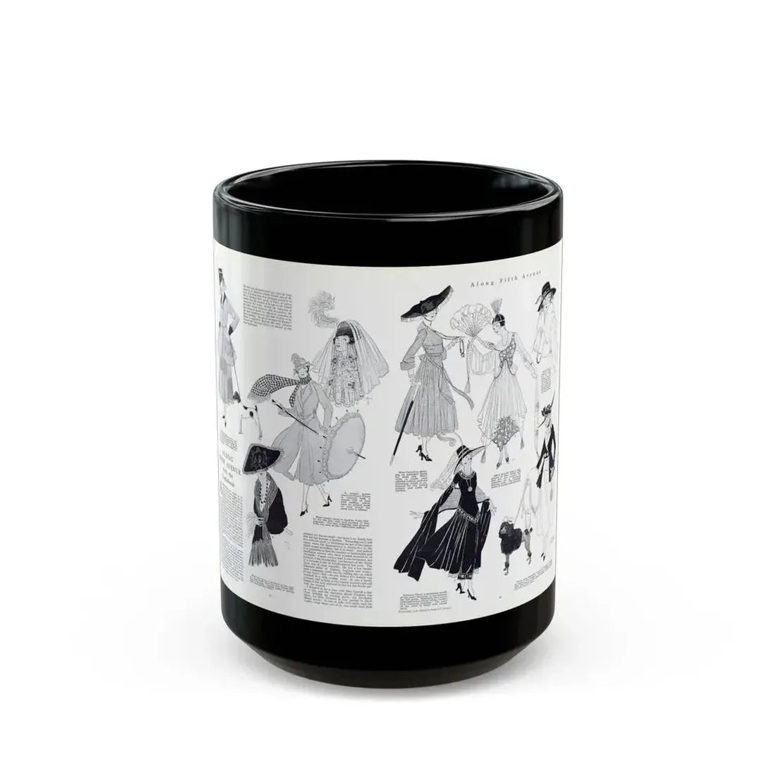 Along Fifth-Avenue, Harper's Bazaar, August 1916 - Black Coffee Mug 15oz - Go Mug Yourself