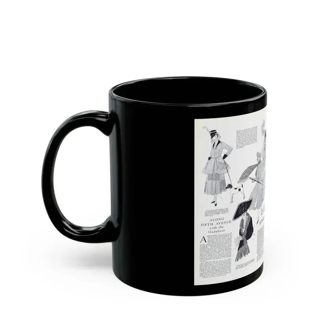 Along Fifth-Avenue, Harper's Bazaar, August 1916 - Black Coffee Mug - Go Mug Yourself