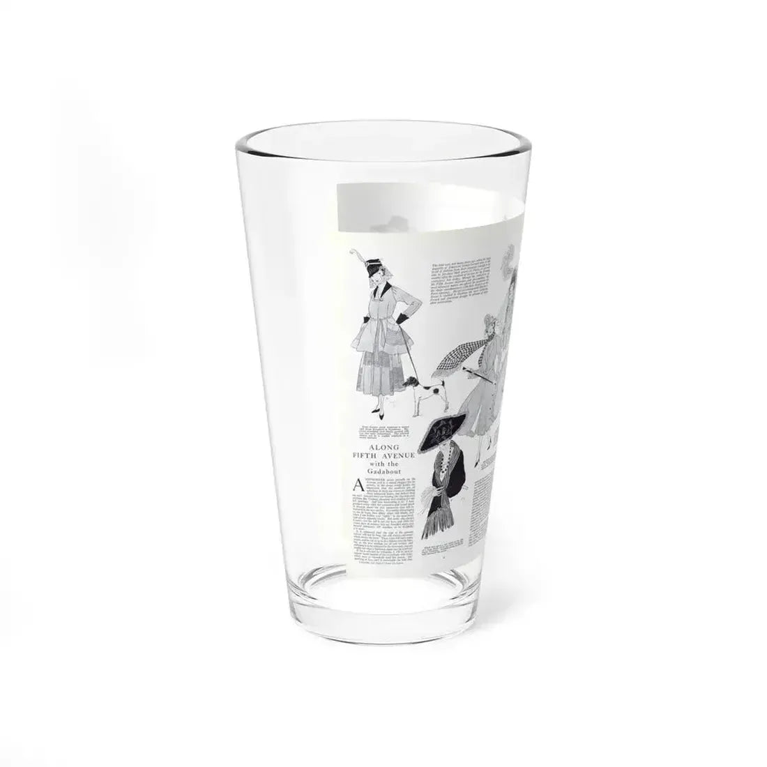 Along Fifth-Avenue, Harper's Bazaar, August 1916 (Magazine Illustration) Pint Glass 16oz - Go Mug Yourself