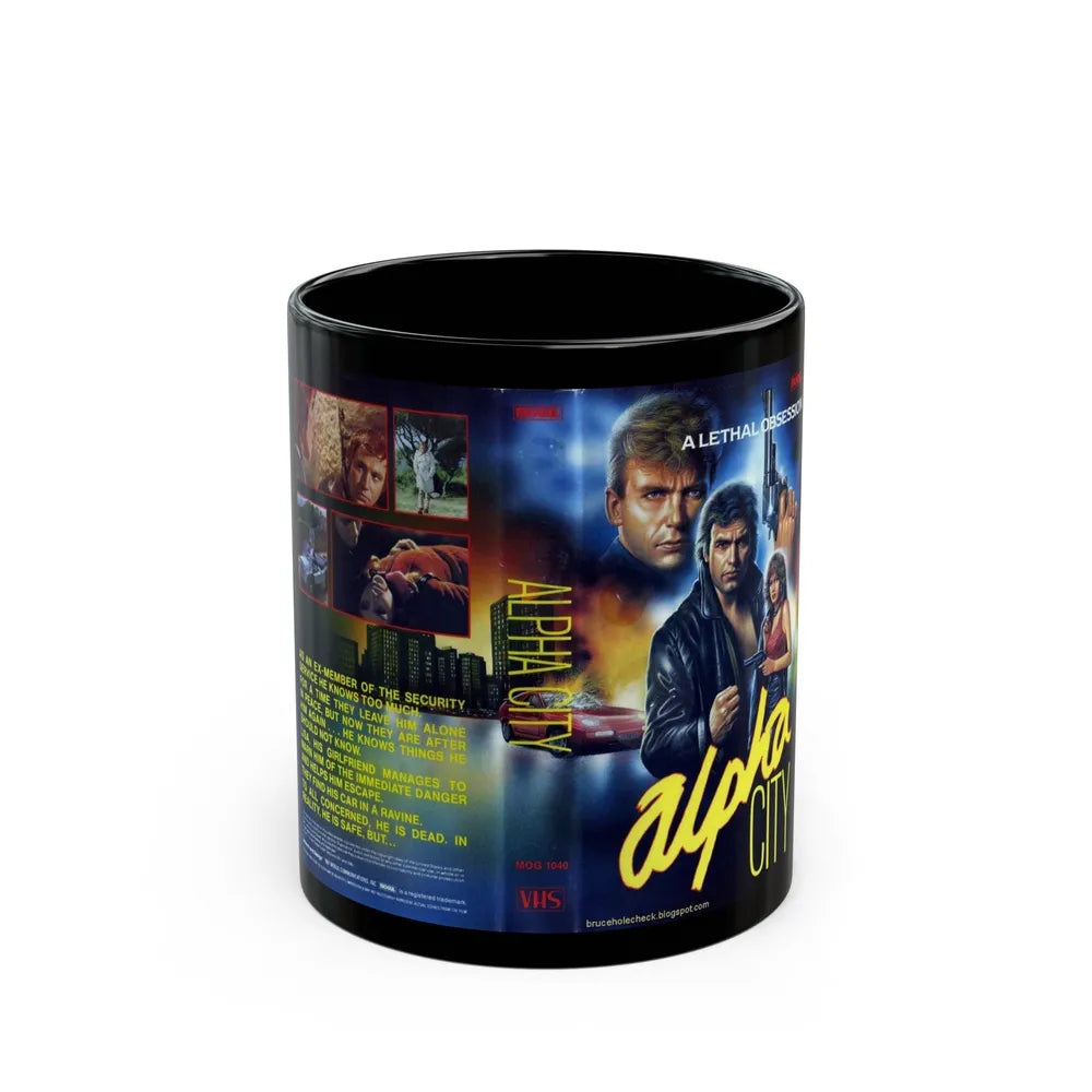 ALPHA CITY (VHS COVER) - Black Coffee Mug-11oz-Go Mug Yourself