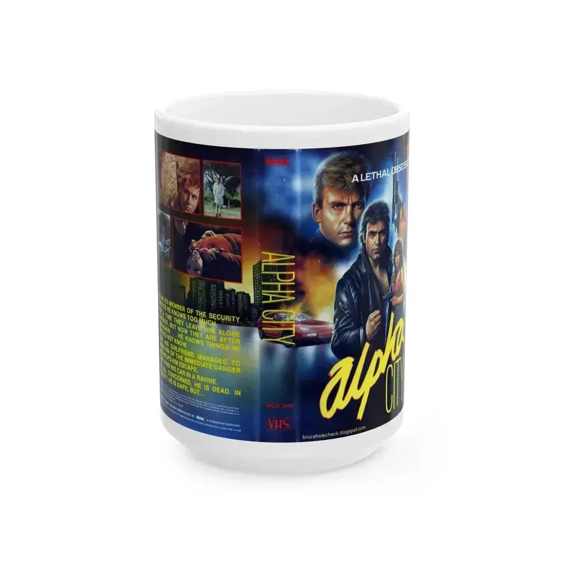 ALPHA CITY (VHS COVER) - White Coffee Mug 15oz - Go Mug Yourself